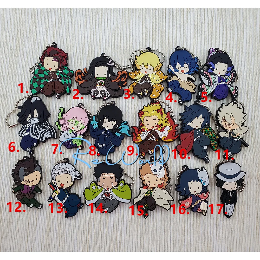 Demon Slayer Kimetsu no Yaiba аниме Tanjirou Giyuu Nezuko Zenitsu Inosuke Shinobu Mitsuri Muichirou Beaneye резиновый брелок |