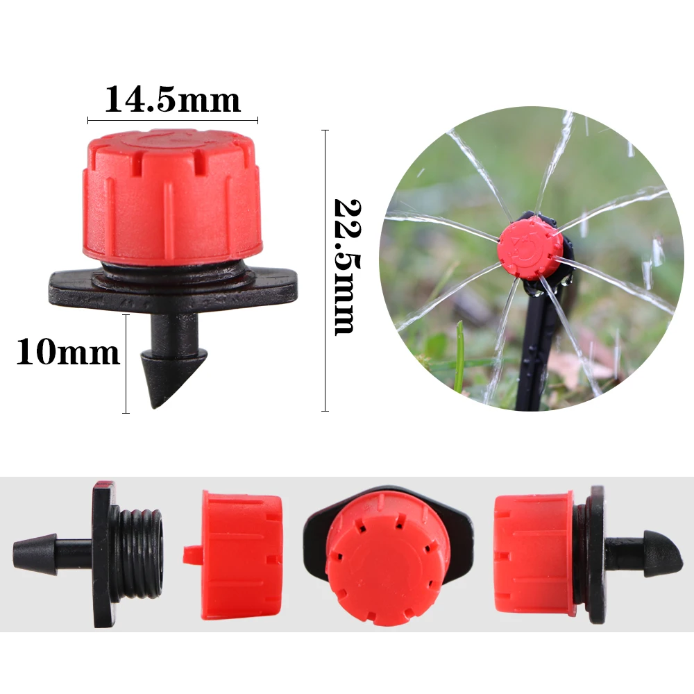 Garden Adjustable Drip Irrigation 8 Hole Dripper Sprinkler 1/4'' Anti-Clogging Watering Nozzle Emitter For Flower Beds Vegetable