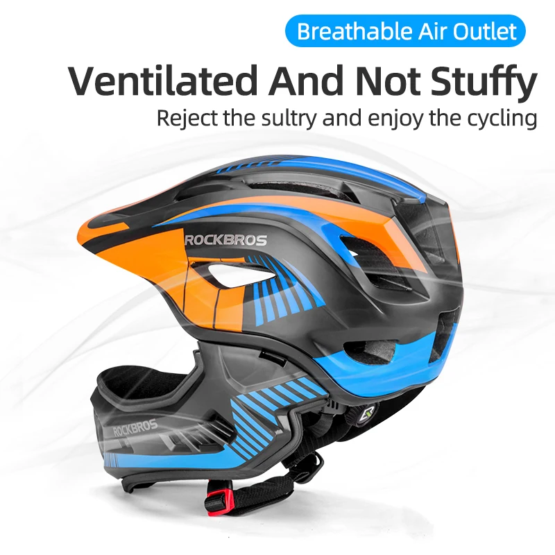 ROCKBROS Full Face Bike Helmet Kids Downhill Helmet Removable