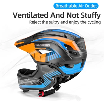 ROCKBROS Full Face Bike Helmet Kids Downhill Helmet Removable Integrated Shockproof Anti-sweat With 12 Ventilation Opening 4