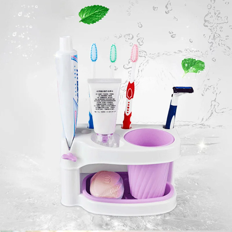 

1Pc Toothbrush Holder With Cup Squeeze Toothpaste Shaver Soap Dish Box Tray Rack Bathroom Accessories New Creative