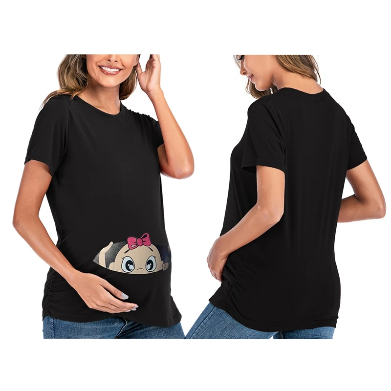

Woman Maternity Tops Baby Peeking T Shirt Pregnancy Mothers Tops Shirt Mom Tshirt