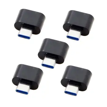 

5pcs Type-C USB-C to USB 2.0 OTG Adapter for Cell Phone Tablet & USB Cable & Flash Disk & Mouse & Laptop (Black)