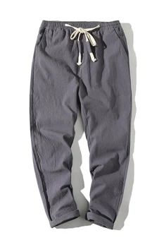 

2020 High Quality Men's Summer Casual Pants Natural Cotton Linen Trousers
