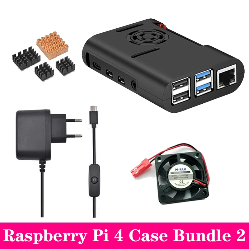 Raspberry Pi 4 ABS чехол черная коробка защитный кожух+ охлаждающий вентилятор Алюминиевый радиатор для Raspberry Pi 4 Модель B для Pi 4B