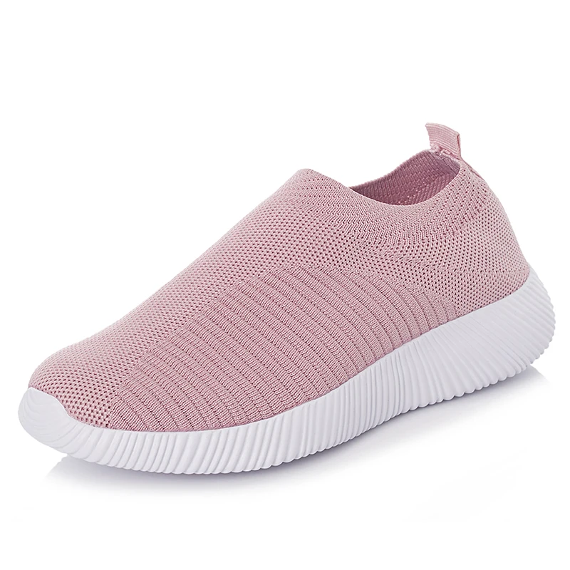 pink C Зимние носки, кроссовки для женщин, толстая меховая теплая обувь для бега, большой размер, тянущаяся спортивная обувь без шнуровки, нескользящая Женская Беговая обувь на плоской подошве - Цвет: pink C