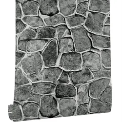 Courtyard Stone Wallpaper Gray Peel Paste Removable Castle Tower Country Paper Stone Self-adhesive Wall Decoration Roll Paper