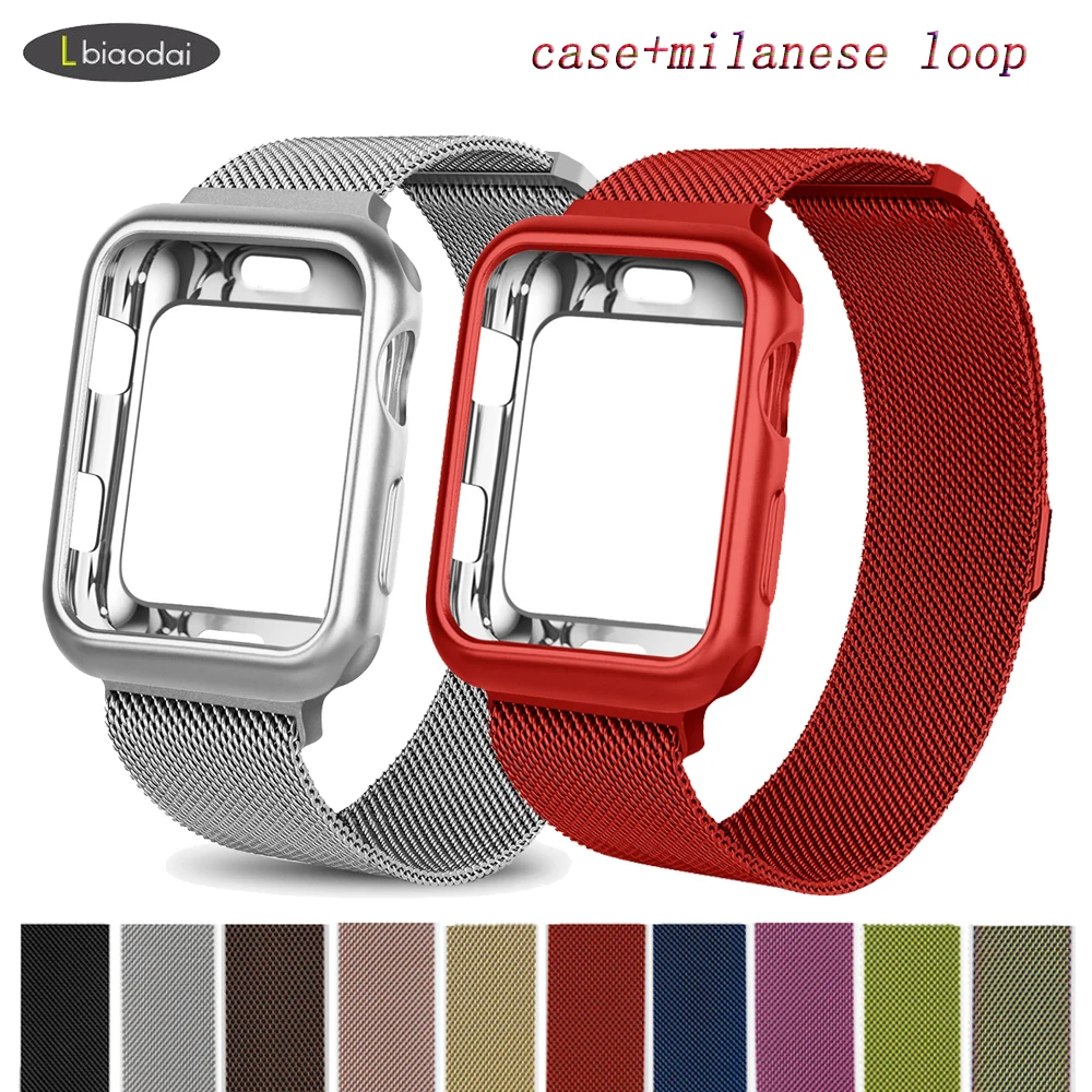 

Case+watch strap for Apple Watch 4 band 44mm iwatch band 42mm/40mm Milanese Loop correa apple watch 38 mm bracelet watchband 3/2