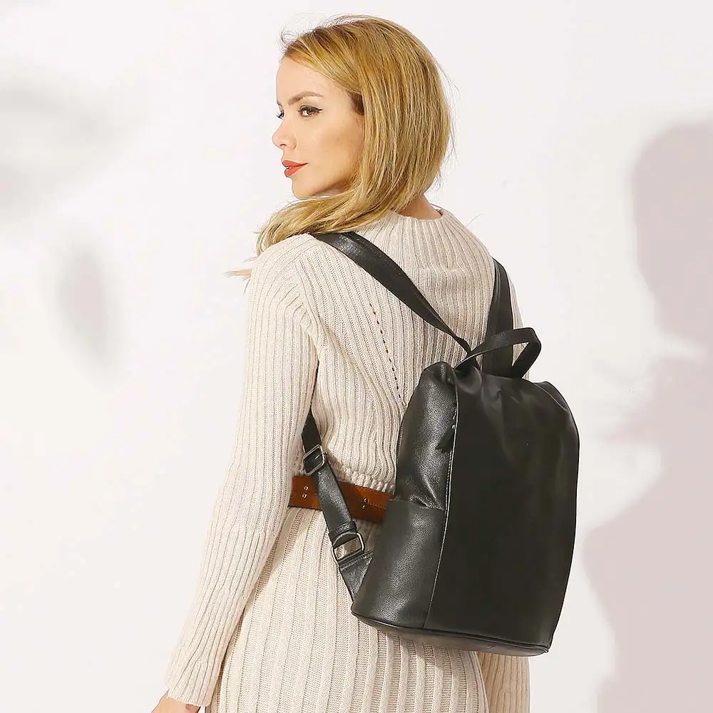 Zency черный женский рюкзак натуральная кожа практичная Дорожная сумка большой школьный ранец для девочек модный женский ранец для ноутбука