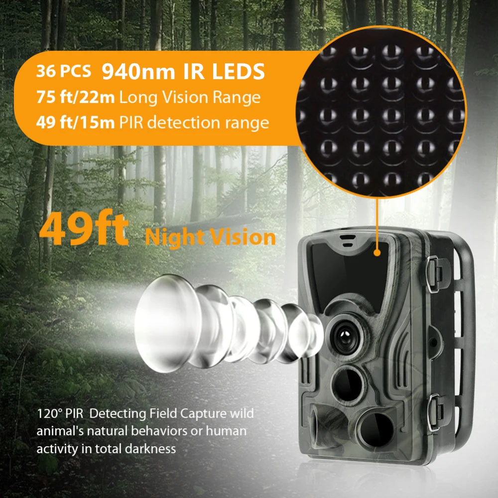 Goujxcy HC801 охотничья камера 16MP Trail ночное видение лес Водонепроницаемая дикой