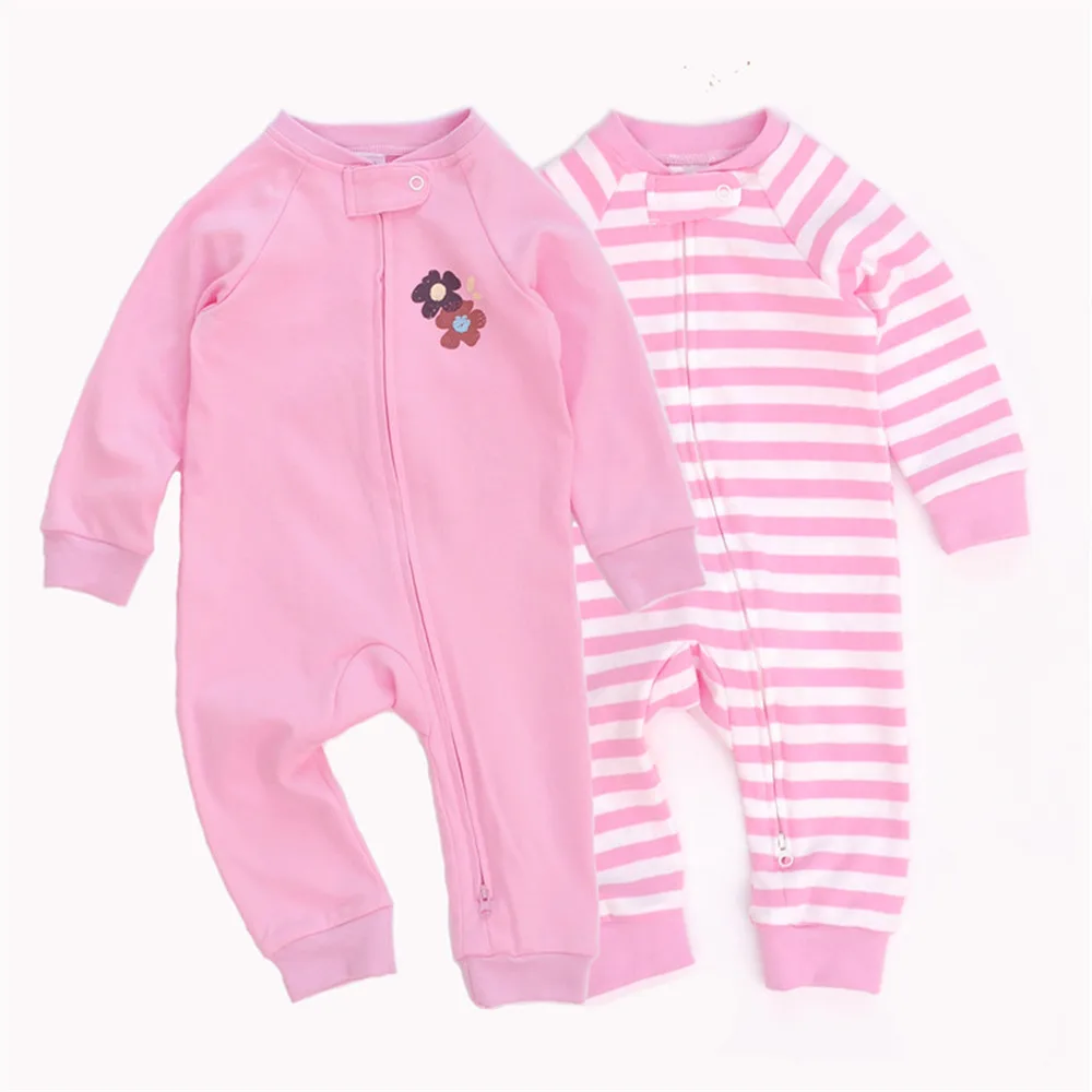 

Baby Girl/Boy Romper with Zipper Closure Unisex Baby Cotton Casual Outfits 2 Pack 3-18 Months