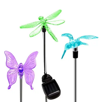 

LED Solar Garden Lights RGB bird Butterfly Dragonfly Solar Powered Pathway Lights Outdoor Landscape Path Lawn Lamp
