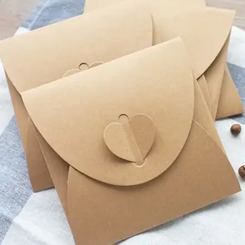 

50pcs 13x13cm Heart Kraft Paper Case Bag, Sleeves Discs DVD Packaging Bag B