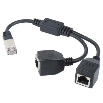 

RJ45 Network Splitter Adapter Cable, Puksic RJ45 1 Male to 2 Female Socket Port LAN Ethernet Network Splitter Y Adapter Cable Co