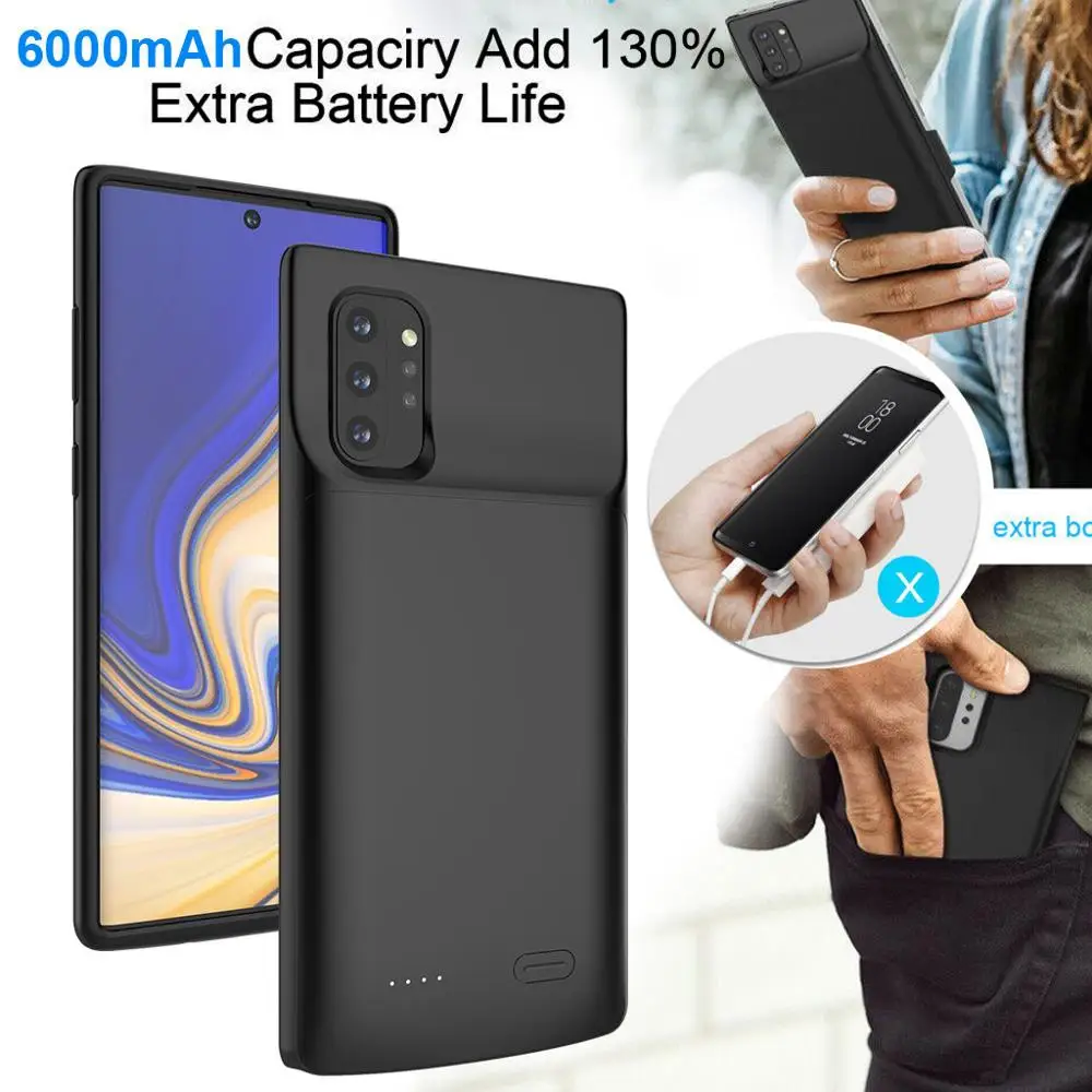

Egeedigi 6000mAh Portable Battery Charge Case For Samsung Galaxy Note 10 Pro Full protection backpack Power Bank Back Cover Case