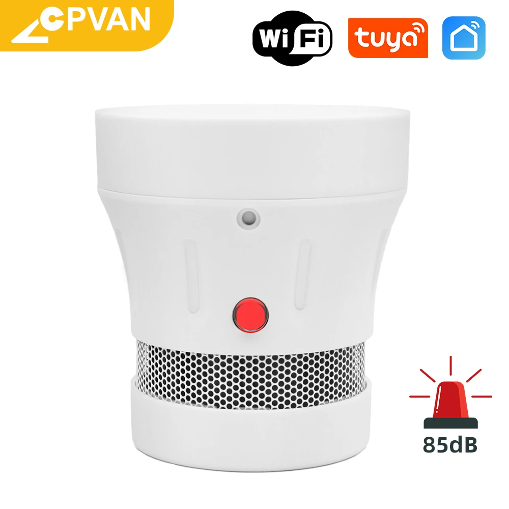 CPvan Tuya WiFi Smoke Detector Alarm Fire Protection Smoke Detector Home Security System Smart Fire Alarm Sensor tuya app remote control wifi smart smoke alarm sensor detector for home security system