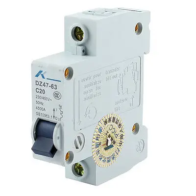AC 230/400V 20A 1 полюс защита от перегрузки MCB Мини выключатель DZ47-63 C20