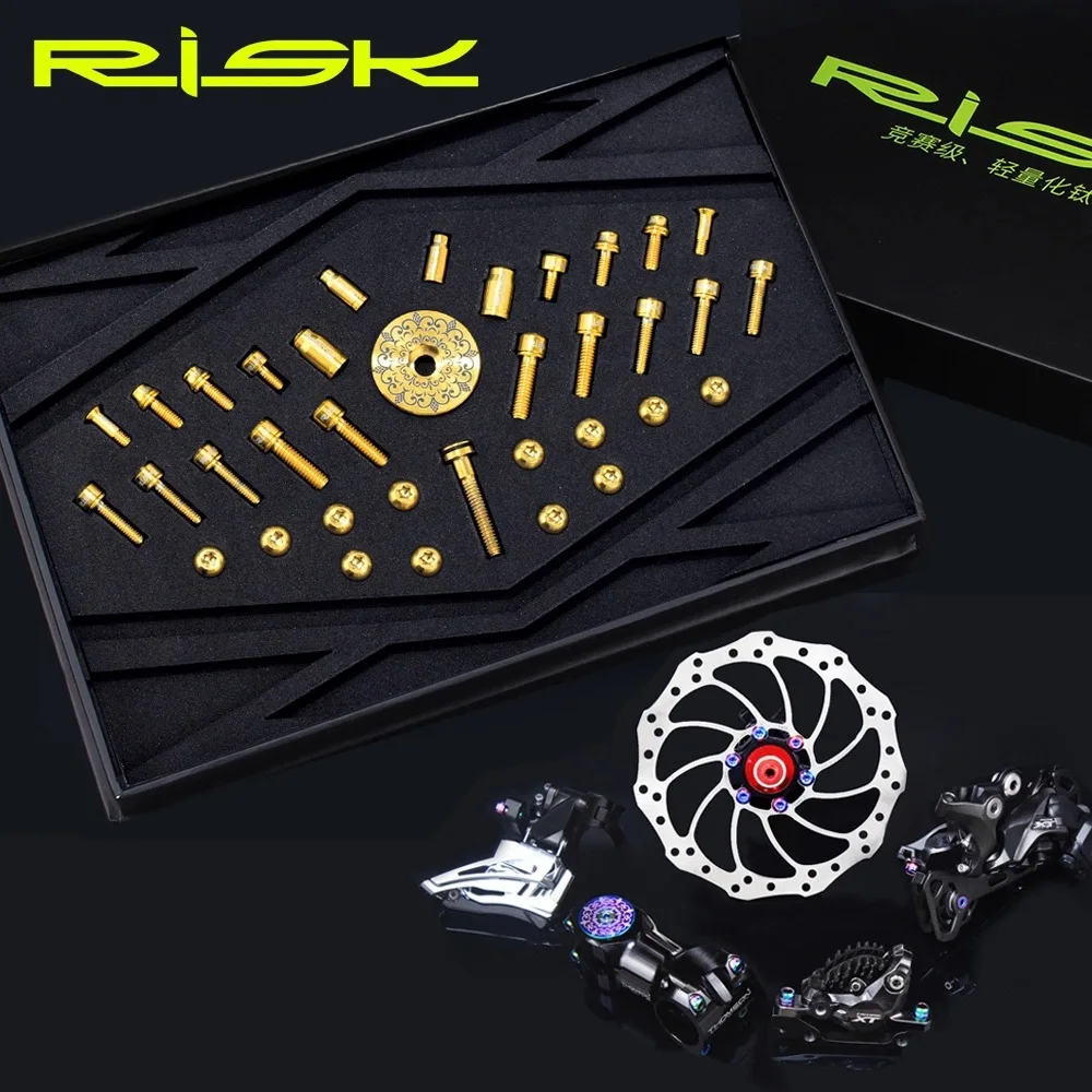 

36pcs Titanium Alloy Mountain Bike Brake Screw Common Bolts Derailleur Screw set Bolts with Washer MTB D4169QX