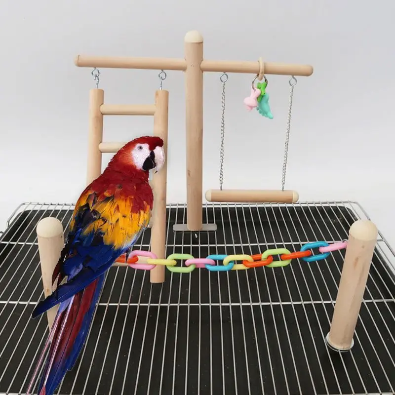 Bird Perch with Feeder Cups and Bathtub with Mirror Toy Best Match 2 PCS Bird Cage Accessories for Small Parrots Parakeet Cockatiel Conure Lovebird Finch Budgie 