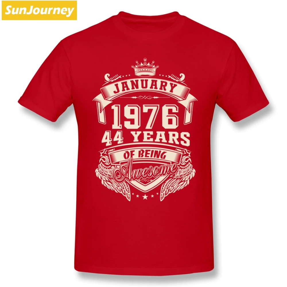 Born в января 1976 44 лет быть удивительным Мужская футболка больших размеров хлопковый на заказ короткий рукав Футболка мужская - Цвет: Красный