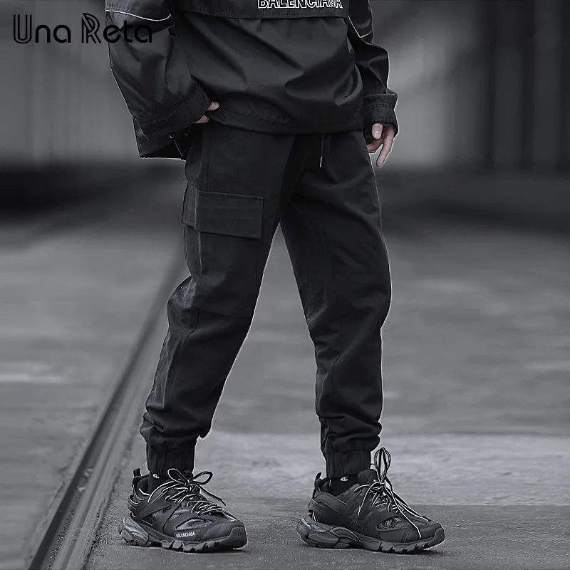 Style 7 Black Una Рета Man Брюки Новая мода уличная шить Цвет джоггеры хип-хоп длинные брюки Для мужчин упругие талии брюки-карго Для мужчин - Цвет: Style 7 Black