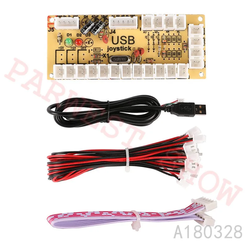 10 шт. Нулевая задержка игровой USB энкодер ПК для аркадного джойстика для 5 pin джойстика и 2,8 мм/4,8 мм Кнопка Металл и пластмасса с usb-кабелями