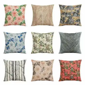 

Idyllic Flowe Cotton Linen Pillow Case Home Waist Cushion Cover Soft Room Office Home House Sofa Chair Decor