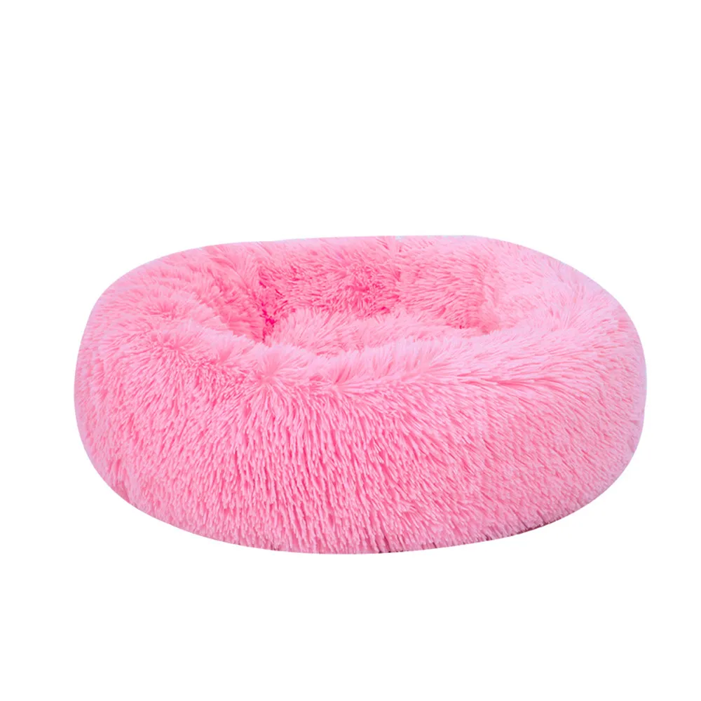 B-Pink Коврик для питомца кошки, кровати собаки, Круглый зимний теплый домик для кошки, гнезда, мягкая длинная плюшевая в форме кошки, коврики, подстилки для питомца, собачья Конура, кровать с подушкой для кошек - Цвет: B-Pink