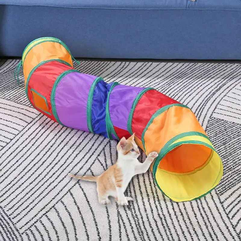 Collapsible Cat Tunnel Lightness and Portability No Space Occupy Rainbow Tube S-shape Training Toy Puppy Small Petd Supply | Дом и сад