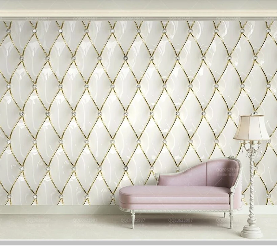 

Papel де parede Роскошный Золотой Кристалл ромбовидный 3D мягкая посылка обои росписи, гостиная спальня обои домашний декор