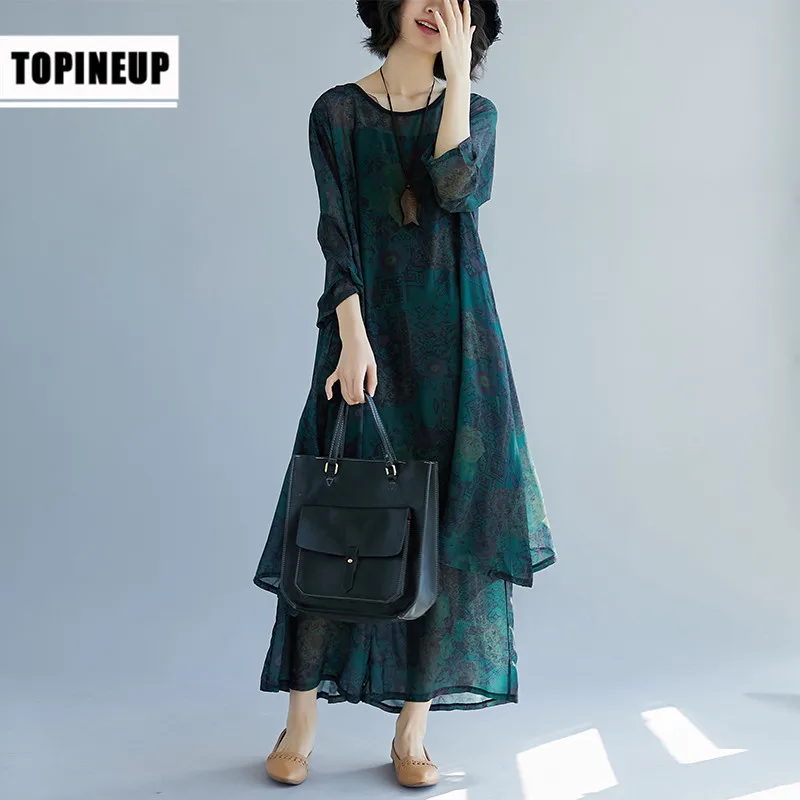 

2018 2 Two Piece Set Women Korea Floral Female Chiffon Blouse Tops Wide Leg Pants Summer print Casual Sets Womens Suit jn298