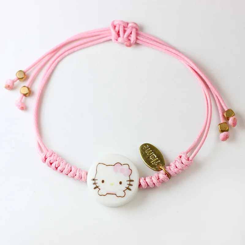 Мультяшный Кролик кошка свинья Керамика браслет для женщин Простые животные фрукты сердце ручное ткачество Шарм браслет Дружба девушка подарок - Окраска металла: 16