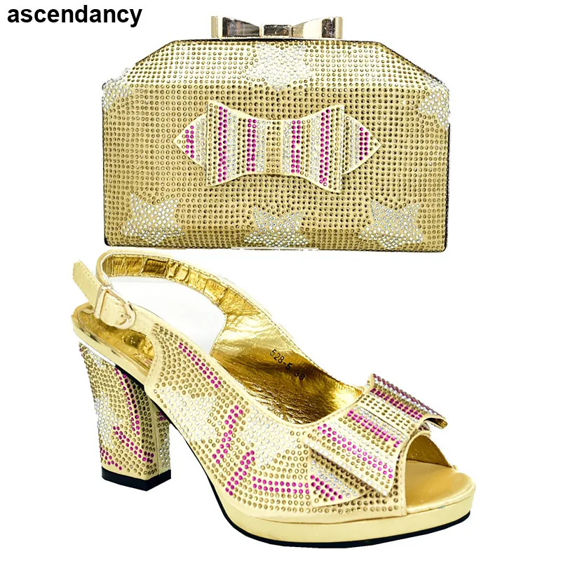 

Designer Shoes Women Luxury 2019 Shoe and Bag Set for Party In Women Elegant African Wedding Italian Shoe and Bag Sets Ladies