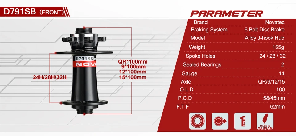 Novatec d791sb d792sb cubo de freio a disco mtb, através do eixo
