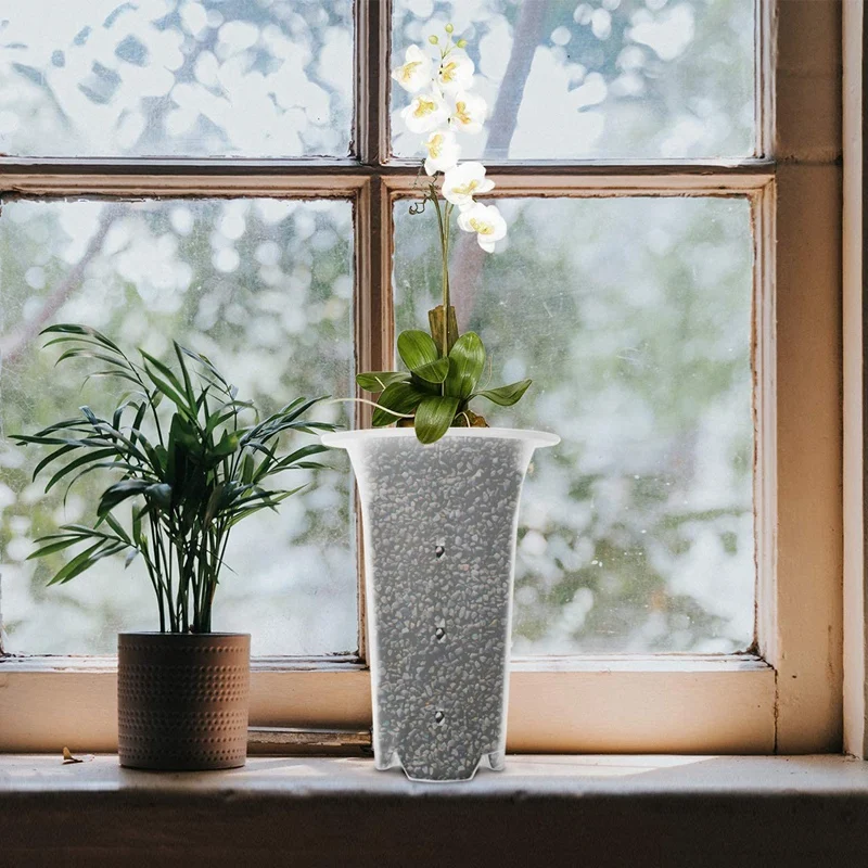polegada pçs limpar vaso de flor plantador plástico orquídea pote com furos vasos planta alta para casa loja de flores decoração