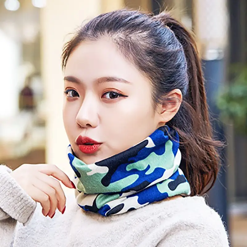 H Корейский стиль нагрудник женский толстый теплый шарф и шапка двойного назначения шеи Студентов Печати диких печати воротник наборы - Цвет: H