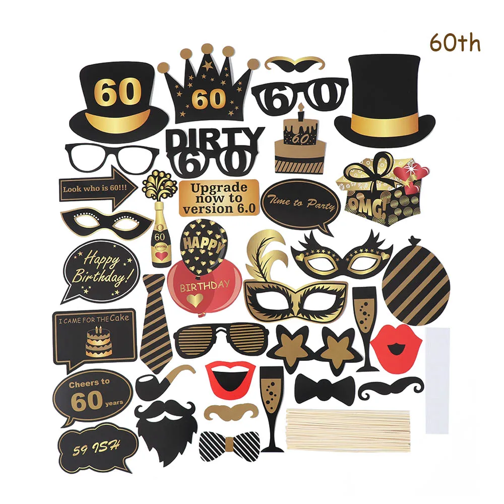 B style -60th 16/18/21/30/40/50/60th принадлежности для вечеринки в честь Дня Рождения реквизит для фотосессии для мужчин и женщин украшения для вечеринки в честь Дня Рождения - Цвет: B style -60th
