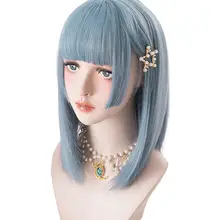 Косплей микс Харадзюку Лолита прямой с челкой БОБО Косплей синтетический парик+ Кепка