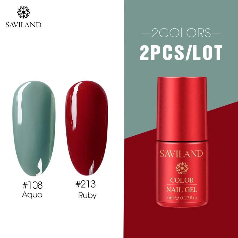 SAVILAND 2 шт Цветной Гель-лак для ногтей Полупостоянный праймер Hybird Soak Off UV 7 мл верхнее Базовое покрытие гель лак для ногтей - Цвет: ZHG1653