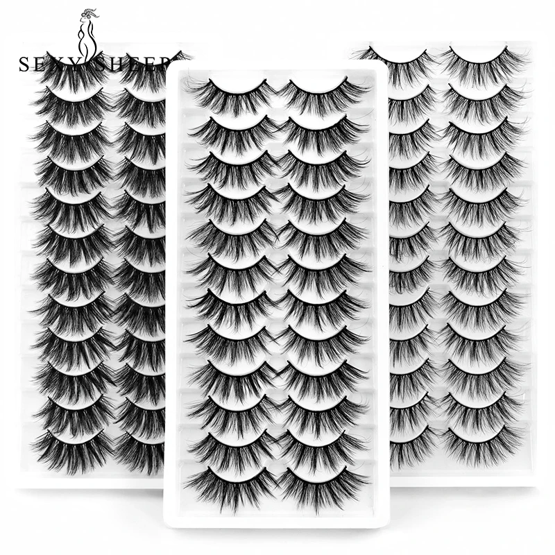 SEXYSHEEP-pestañas postizas 3D de visón, pestañas largas naturales/gruesas, 10-15mm, útiles de extensión de belleza, 5-12 pares