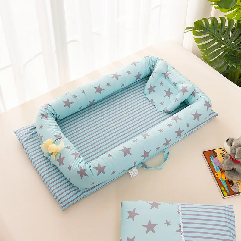 Переносная детская кроватка из чистого хлопка, съемная, моющаяся, для новорожденного, для сна, артефакт, складная, бионическая, для путешествий, детская кроватка - Цвет: F