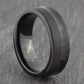 

High Quality Titanium Ring for Men.Pure Black Ring Surface With Long Wood Texture Stainless Steel Ring.Fashionable Men's Style