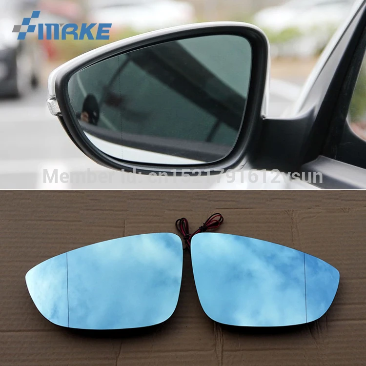 smRKE 2Pcs For Volkswagen Scirocco Rearview Mirror Blue Glasses Wide