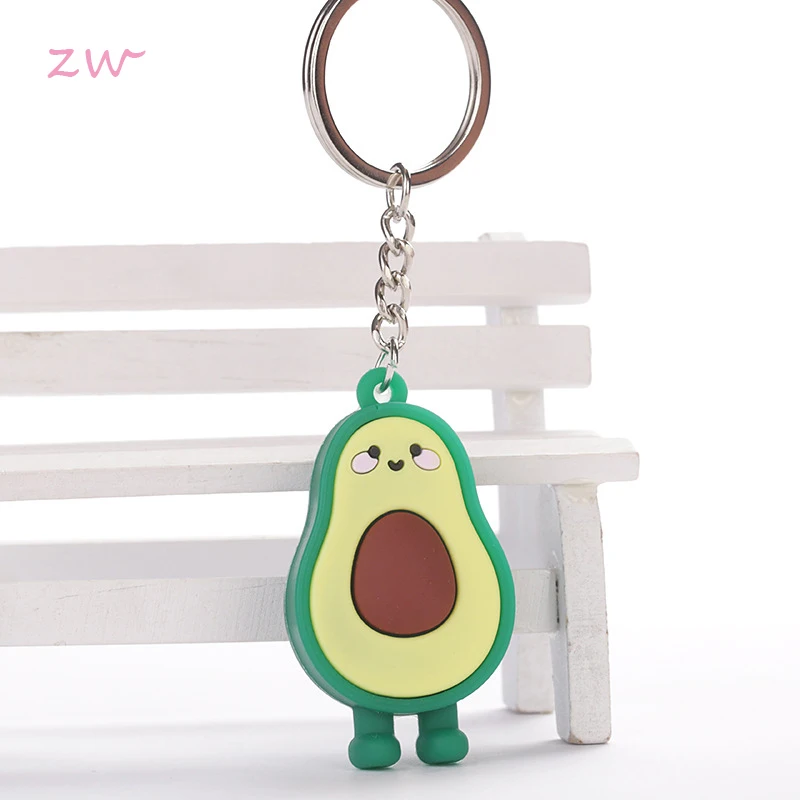 

New Simulation Fruit Avocado Heart-shaped Keychain 3D Soft Pottery Avocado Key Chains Jewelry Fashion Gift 3C0178