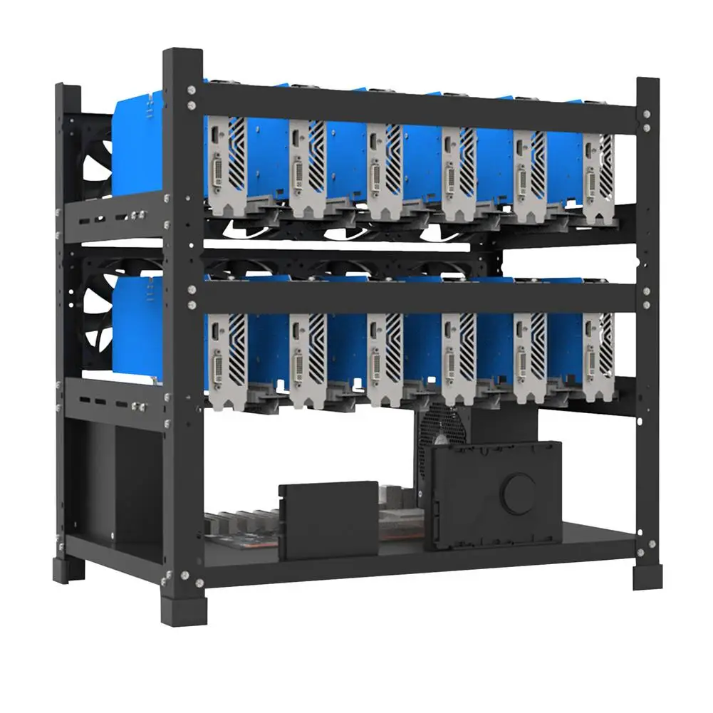 Quadro Aberto do Equipamento de Mineração para 12 Gpu Case de Mineração Rack Suporte da Placa-mãe Eth Etc Zec Éter Acessório Camadas Suportes da Placa Gráfica Torres e estojos p/computador - Imagem 5