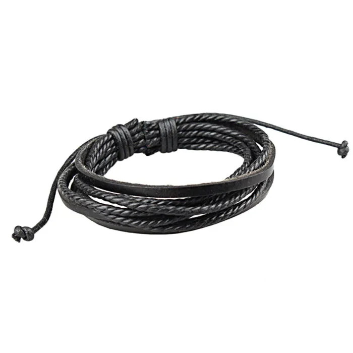 Leather Wrap Braided Wristband Cuff Punk Men Women Hot Surfer Bracelet Bangle Couples Bohemia Jewelry