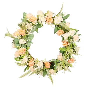 

Simulation Triangle Rose Garland Wreath Door Hanging Christmas Decoration Vine Circle Rose Halloween Thanksgiving Home Decor