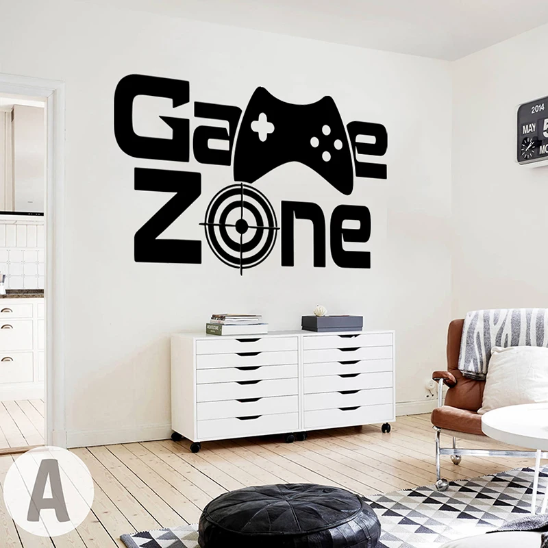 Game Zone Sign Quote Wall Sticker Playroom Game room Gaming Zone Video Xbox Ps Quote Wall Decal Kids Room Vinyl Decor (1)