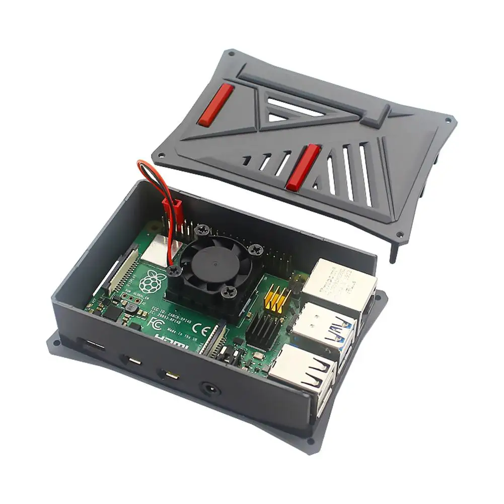 Для последней модели Raspberry Pi 4 B ABS чехол пластиковый корпус с охлаждающим вентилятором серый/серебристый защитный чехол для Raspberry Pi 1G 2G 4G