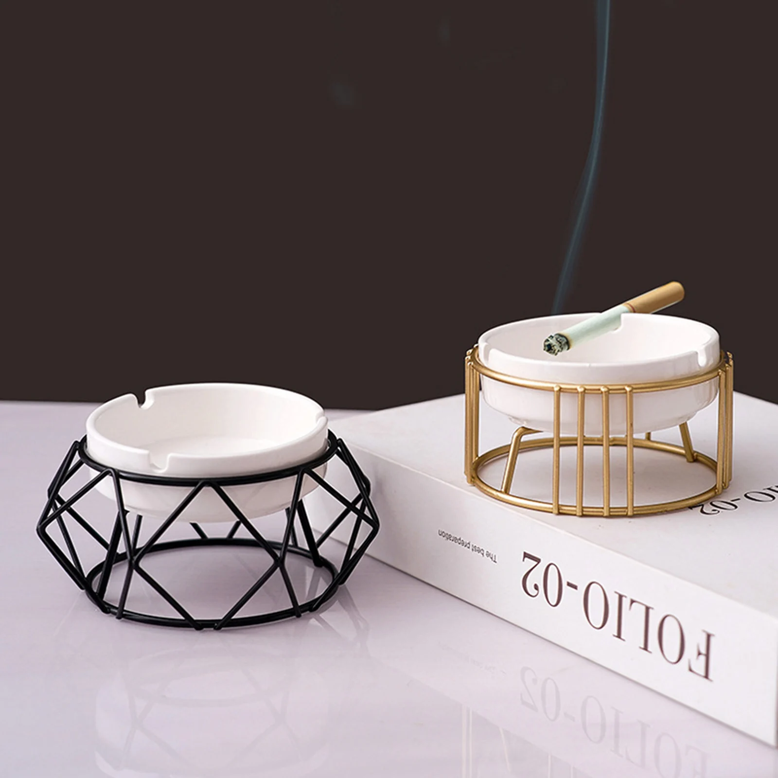 Ceramic Ashtray Hollow Out Ash Tray Ascherbecher Desktop Decor for Home Office Car Golden Black s ceramic ashtray